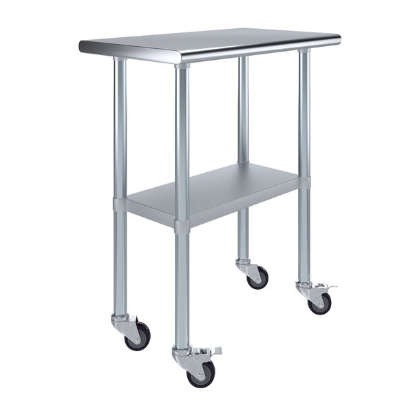 Amgood 18x30 Rolling Prep Table with Stainless Steel Top AMG WT-1830-WHEELS